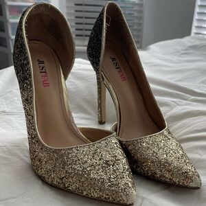 Glittery gold heels